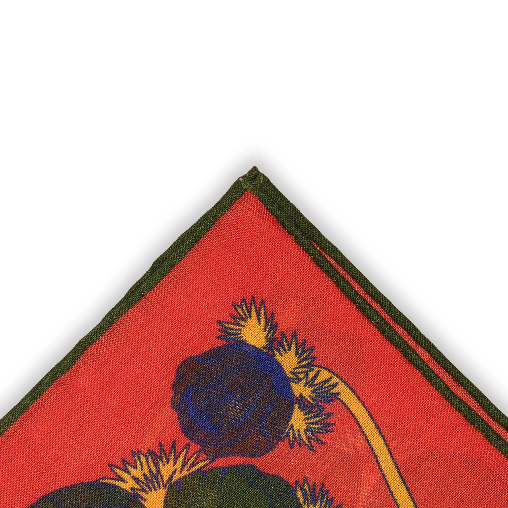 Einstecktuch Orange & Khaki – Art-nouveau-Muster – Wolle & Seide