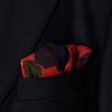Pochette Orange & Kaki - Motif Art Nouveau - Laine & Soie
