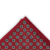 Pochette Rouge framboise, bleu ciel et blanc - Motif Floral - Laine & Soie