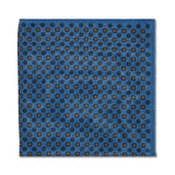 Pochette Bleu nuit, marine & marron - Motif Floral - Laine & Soie