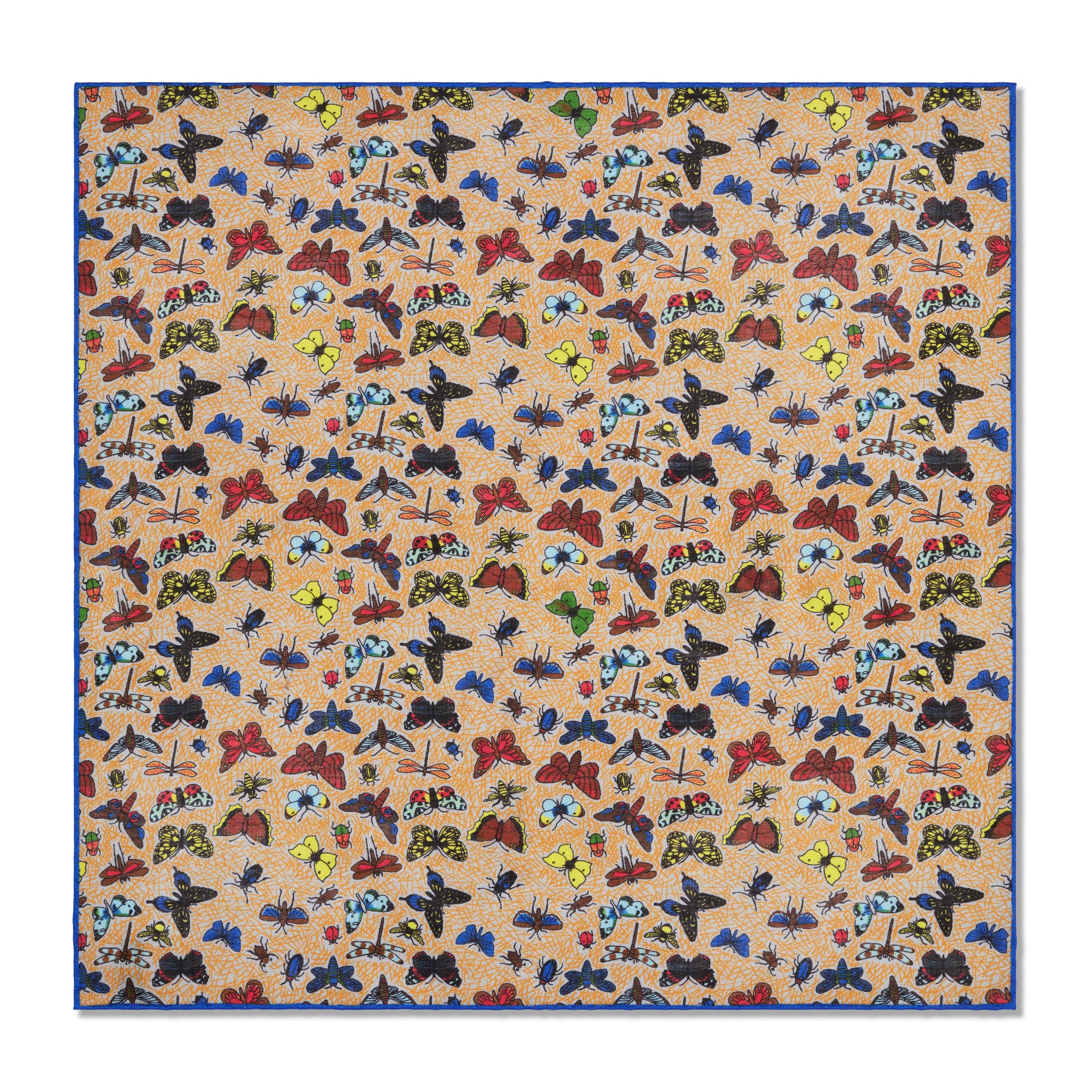 Multicoloured Pocket Square – Insect Pattern – Wool & Silk