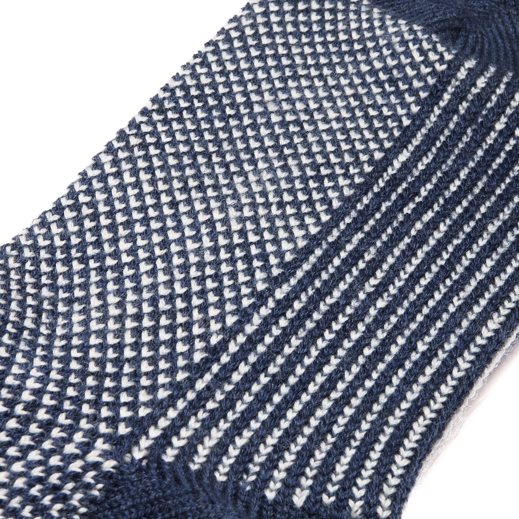 Marineblau & Beige - Norwegermuster Bison-Serie - Wolle