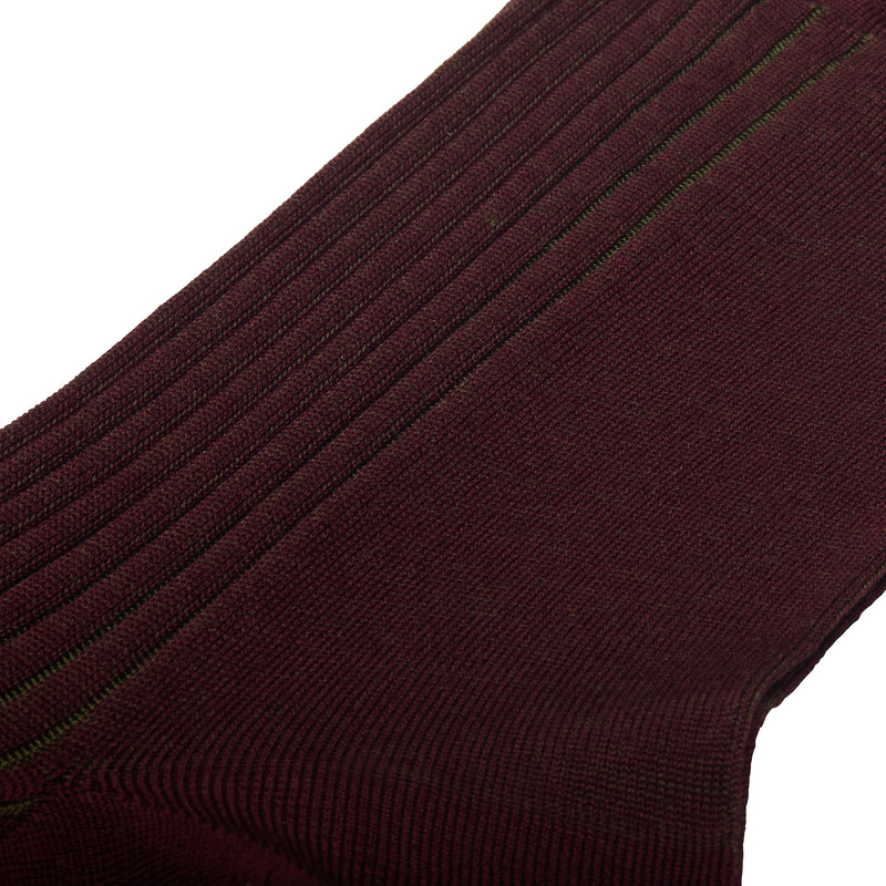 Burgundy & Khaki Green - Cotton Lisle