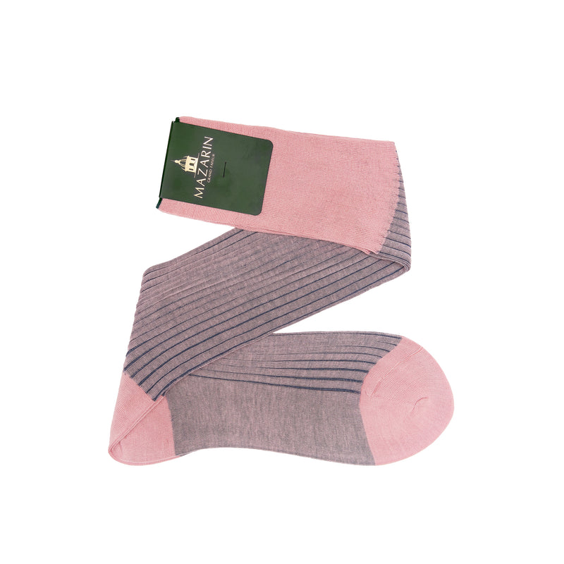Light Pink & Steel Blue - Cotton Lisle