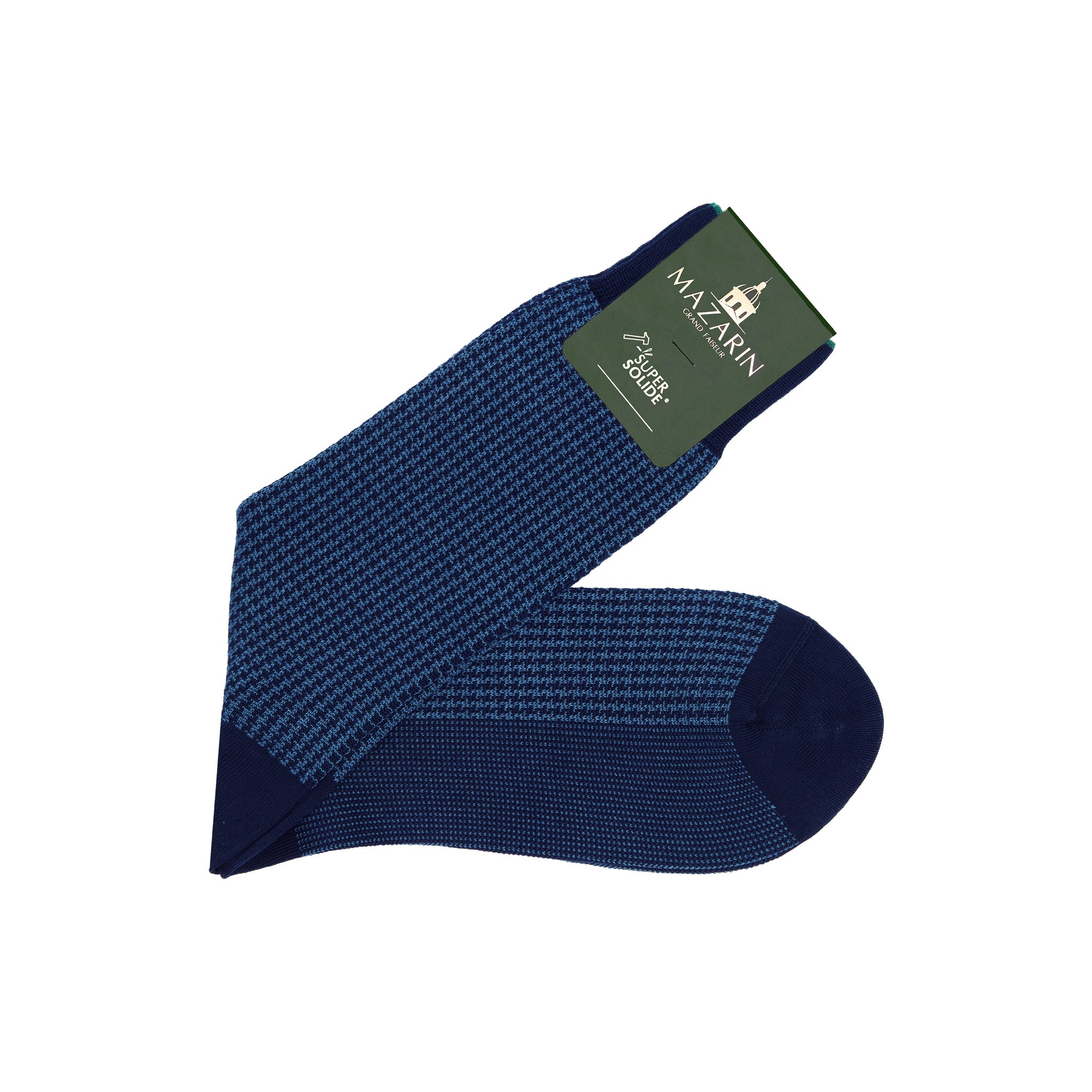 Marineblau & Stahl - Hahnentritt - Super-Solid Fil d'Écosse Baumwolle