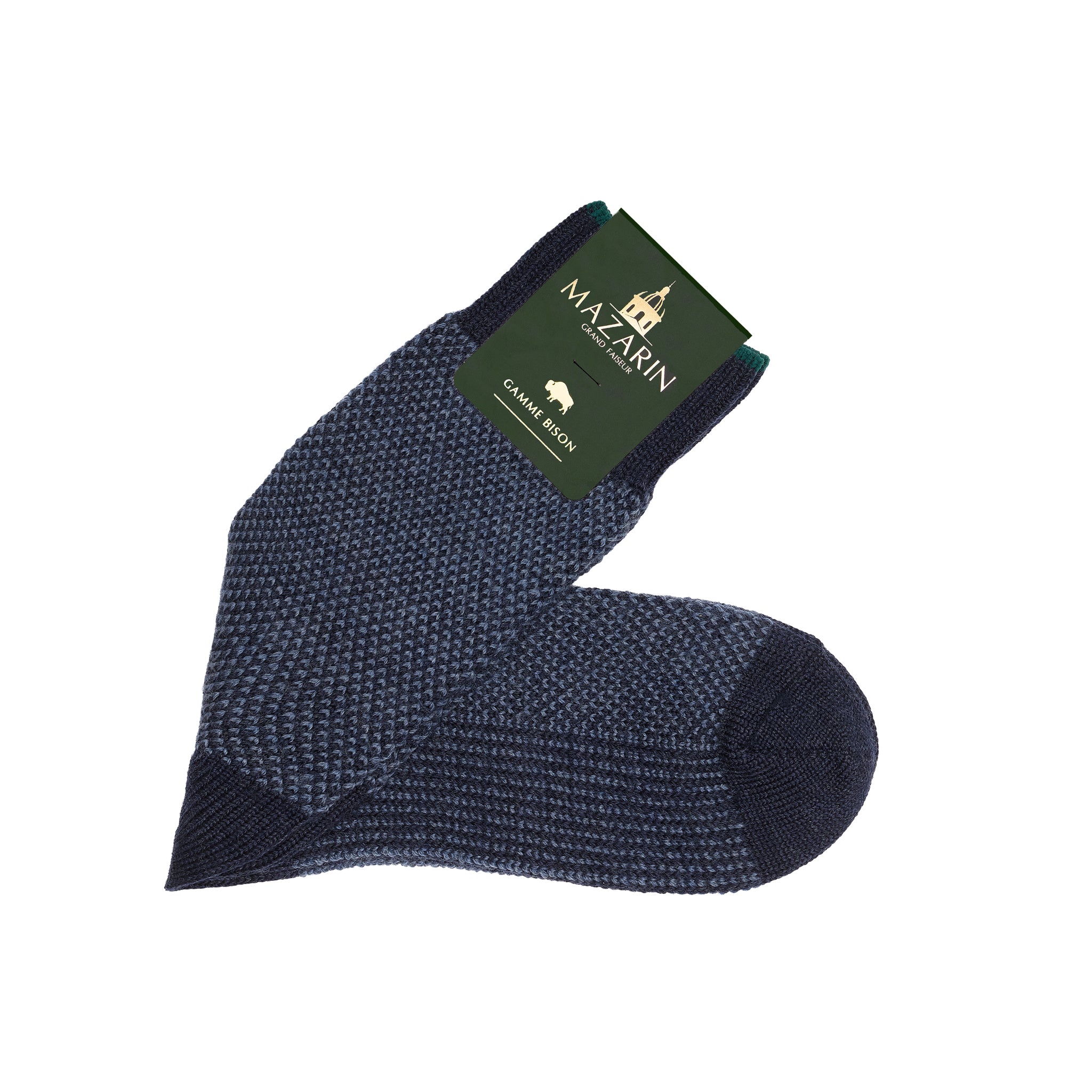 Marineblau & Himmelblau - Bison-Serie Kaviar - Wolle