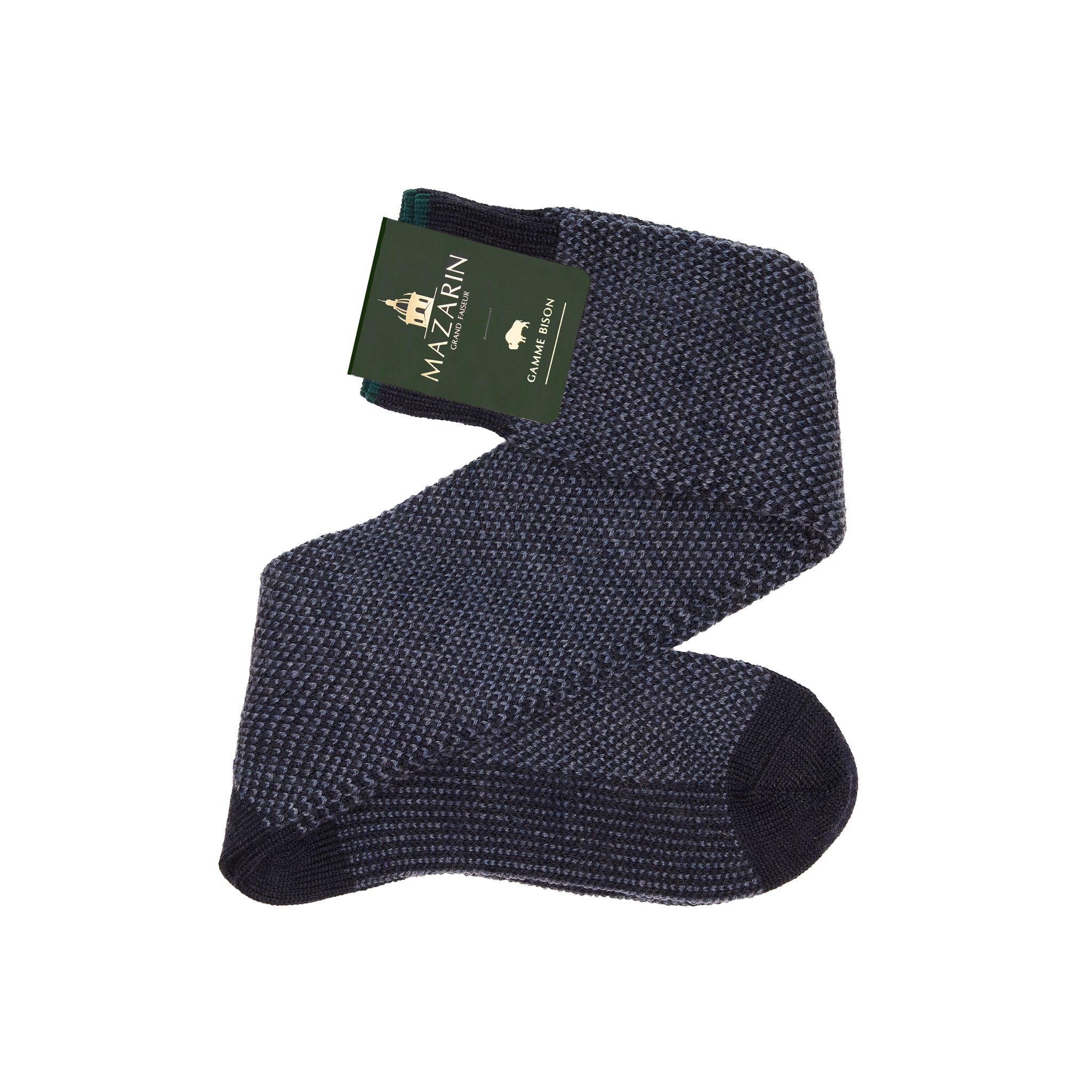 Marineblau & Himmelblau - Bison-Serie Kaviar - Wolle