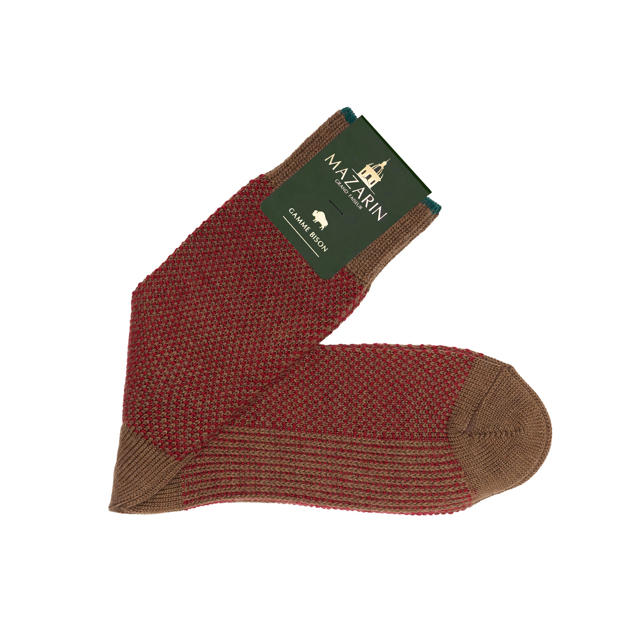 Taupe & Bordeaux - Bison Kaviar-Serie - Wolle