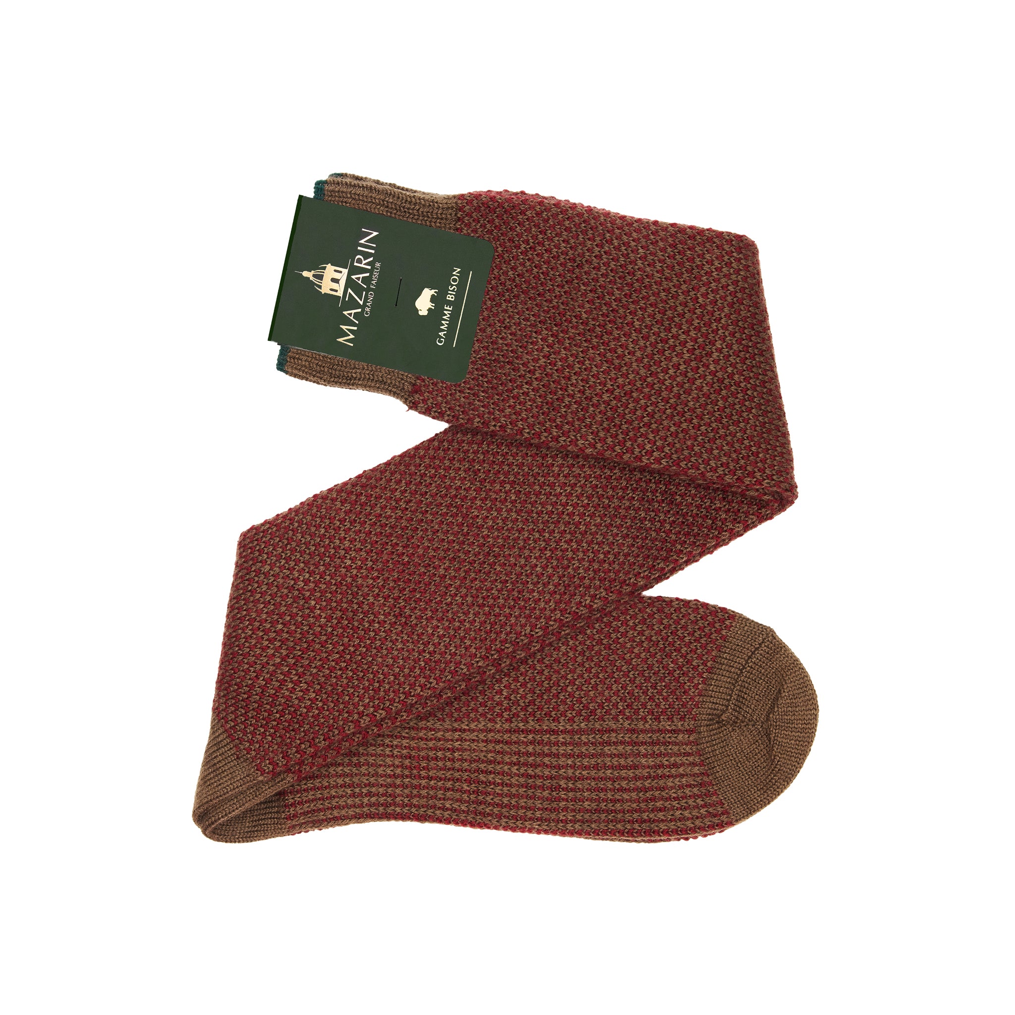 Taupe & bordeaux - Bison-Serie Kaviar - Wolle