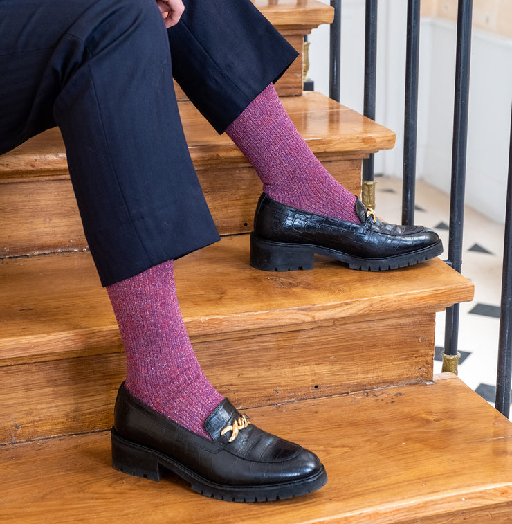 Red & Gold glittery women's socks Cotton Daphné – Mes