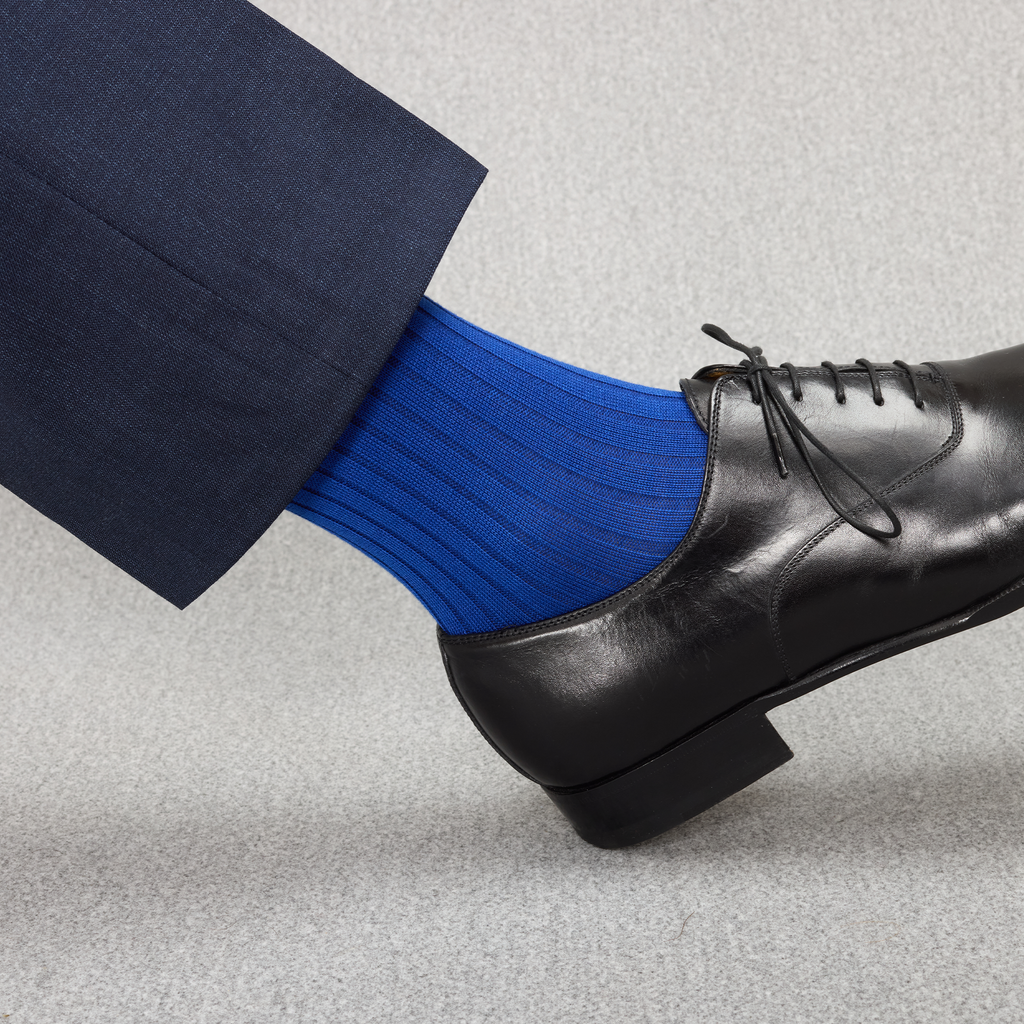 Plain royal blue high socks - Super-strong Cotton lisle - Mazarin Mes Chaussettes Rouges Plain royal blue high socks - Super-strong Cotton lisle - Mazarin Mes Chaussettes Rouges