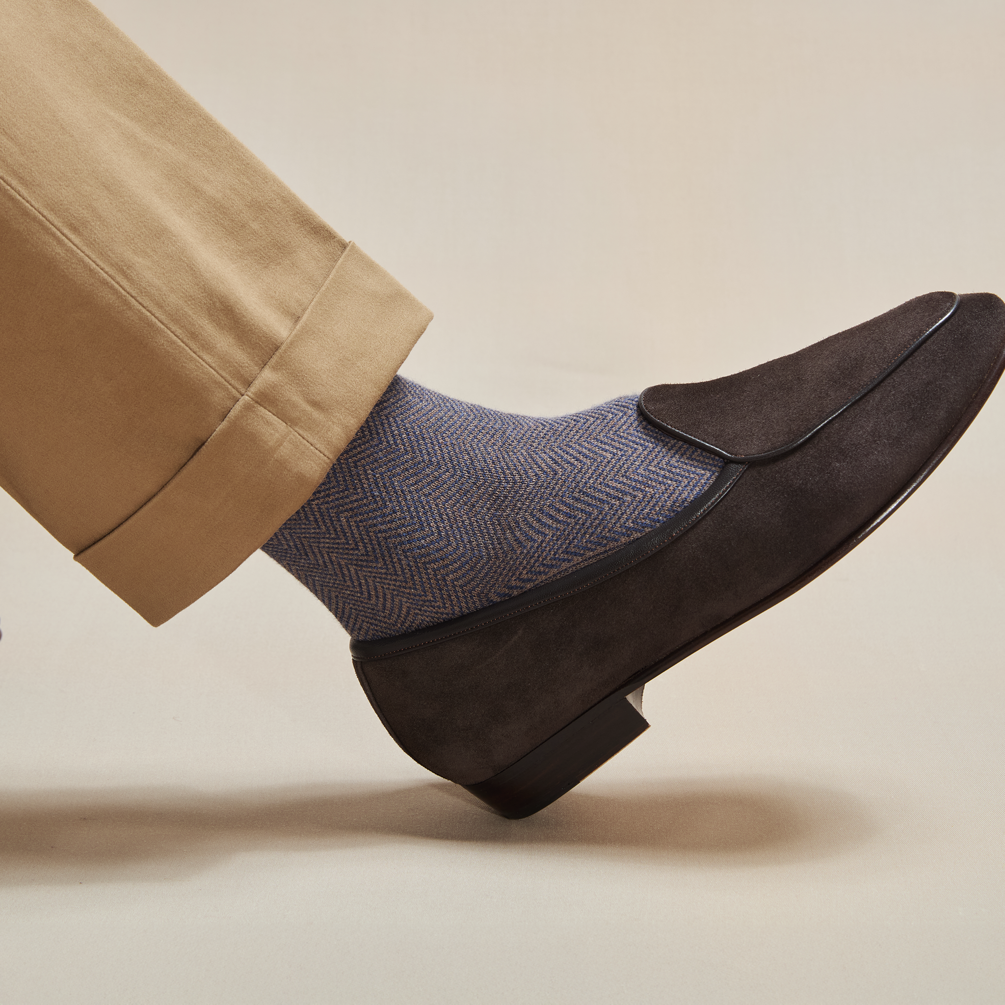 Taupe & Steel - Chevrons - Hilo escocés supersólido