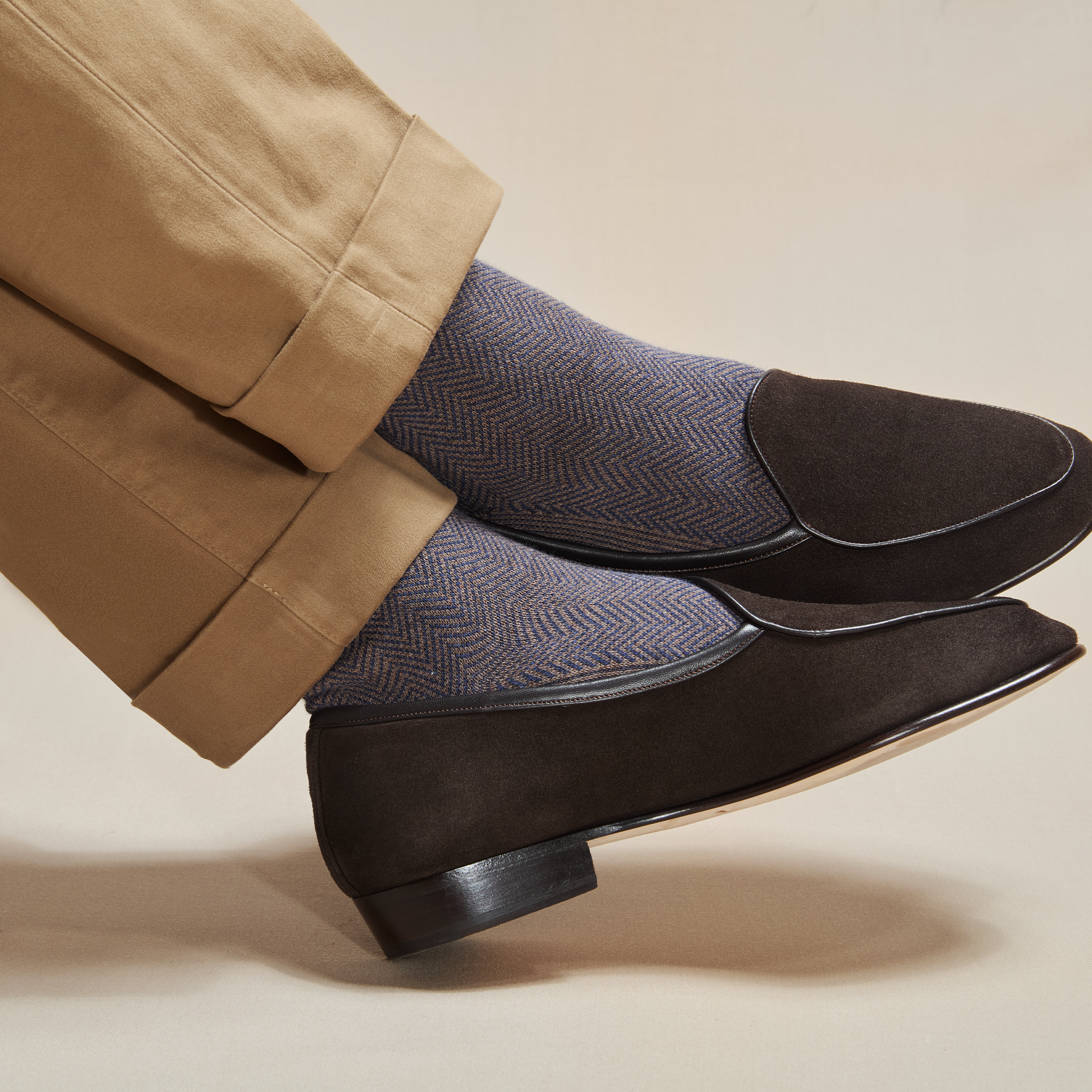Taupe & Steel - Chevrons - Hilo escocés supersólido