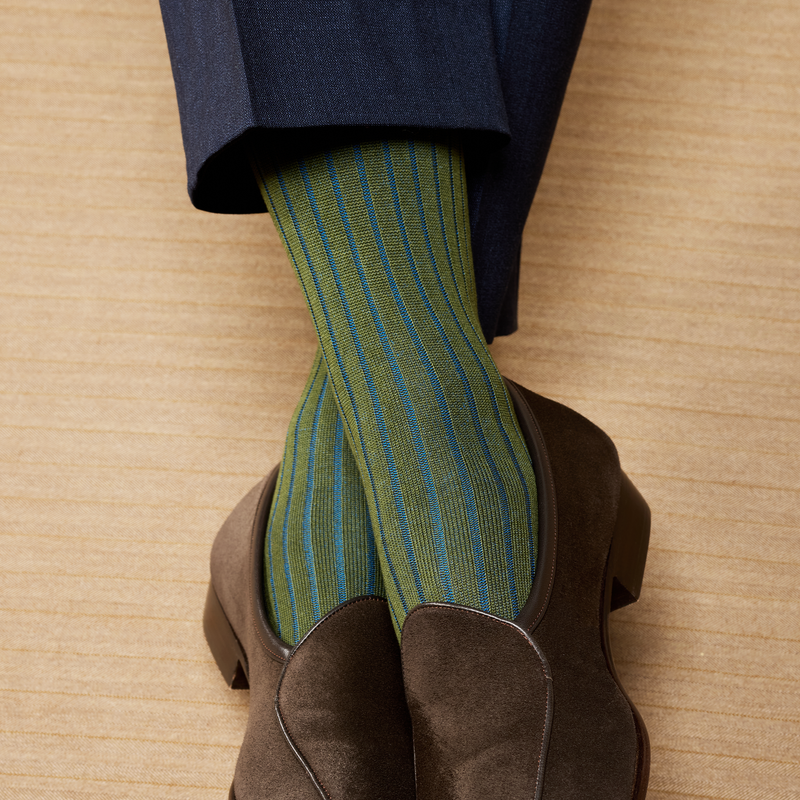 Caqui y Azul real – Hilo de Escocia Super-resistente