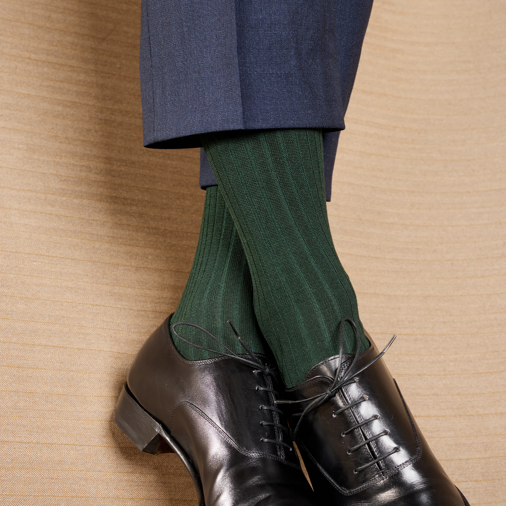 Academy green knee-high socks - Super-strong Cotton lisle - Mazarin Mes Chaussettes Rouges Academy green knee-high socks - Super-strong Cotton lisle - Mazarin Mes Chaussettes Rouges