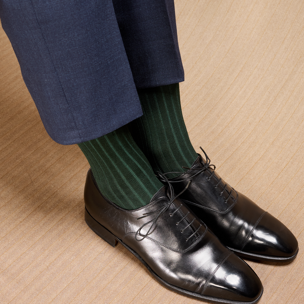 Academy green knee-high socks - Super-strong Cotton lisle - Mazarin Mes Chaussettes Rouges Academy green knee-high socks - Super-strong Cotton lisle - Mazarin Mes Chaussettes Rouges