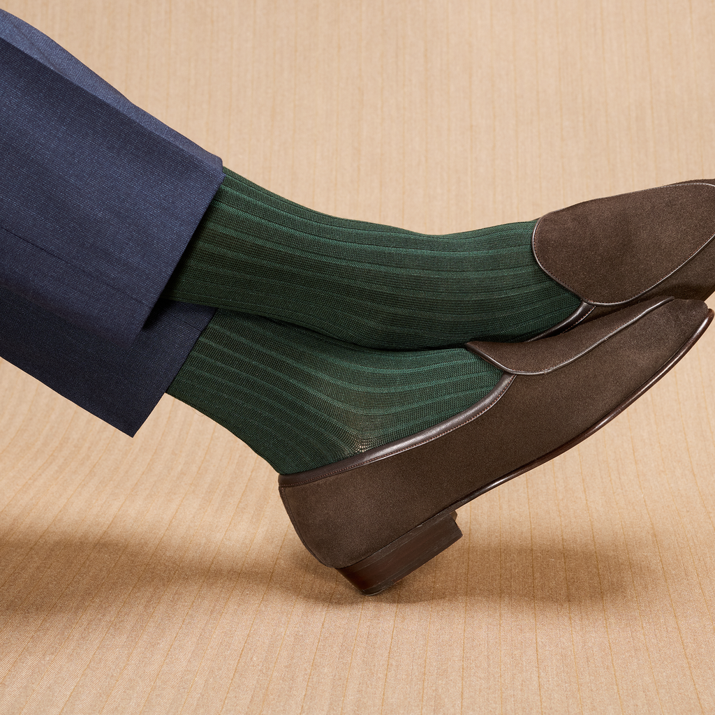Academy green short socks - Super-strong Cotton lisle - Mazarin Mes Chaussettes Rouges Academy green short socks - Super-strong Cotton lisle - Mazarin Mes Chaussettes Rouges
