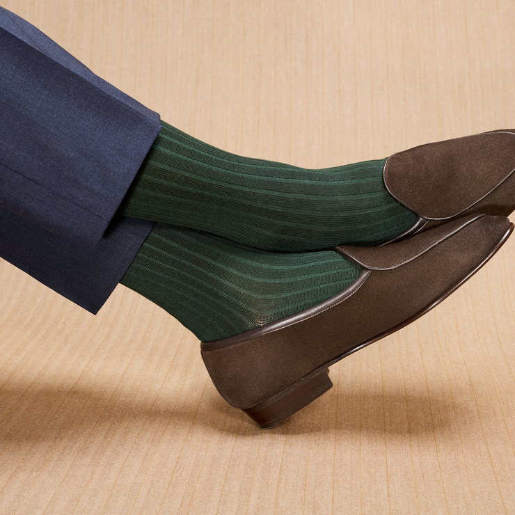 Academy green short socks - Super-strong Cotton lisle - Mazarin Mes Chaussettes Rouges Academy green short socks - Super-strong Cotton lisle - Mazarin Mes Chaussettes Rouges