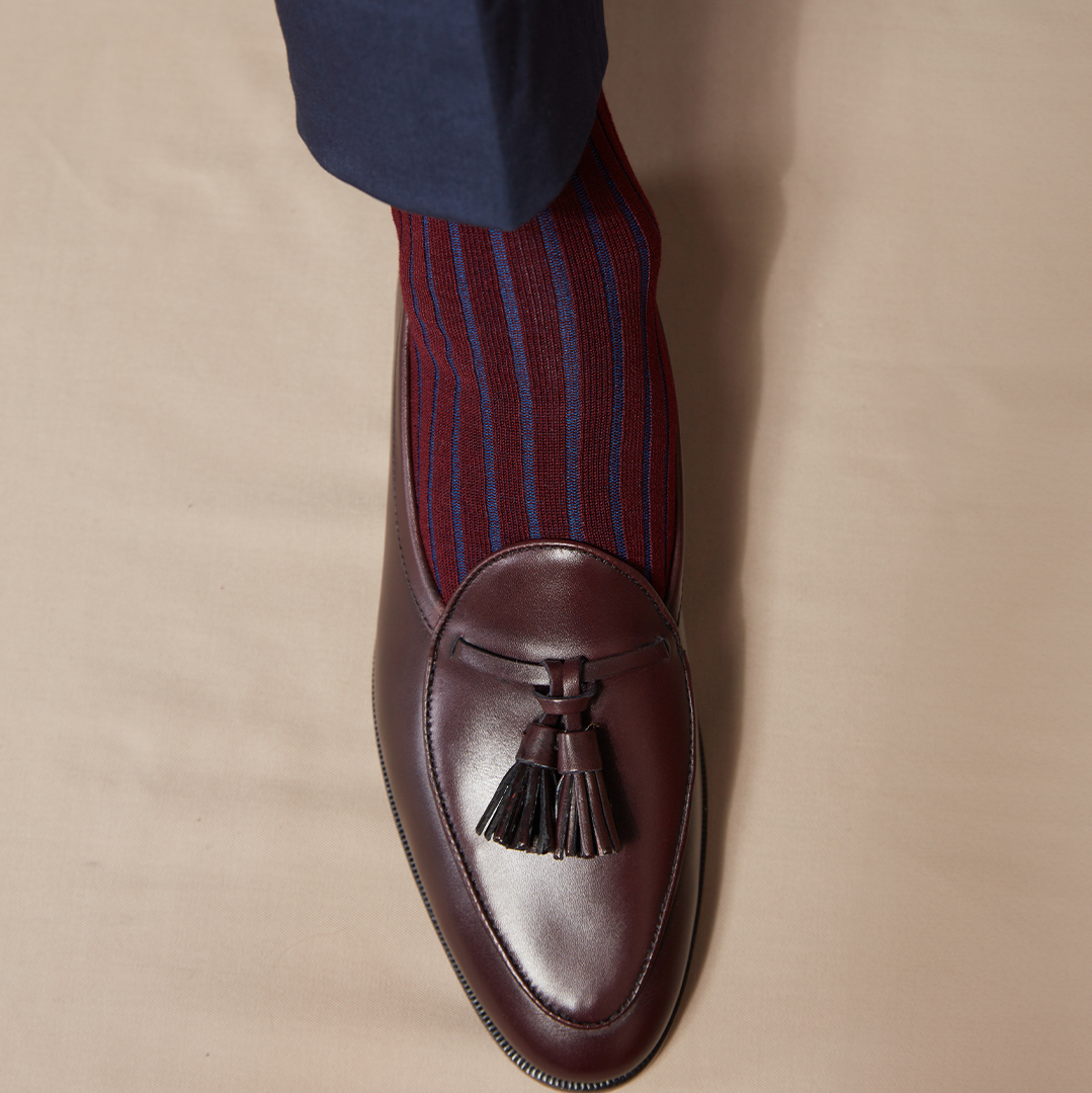 Bordeaux & Blau - Super-Solid Fil d'Écosse Baumwolle