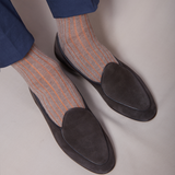 Taupe & Orange - Hilo escocés supersólido
