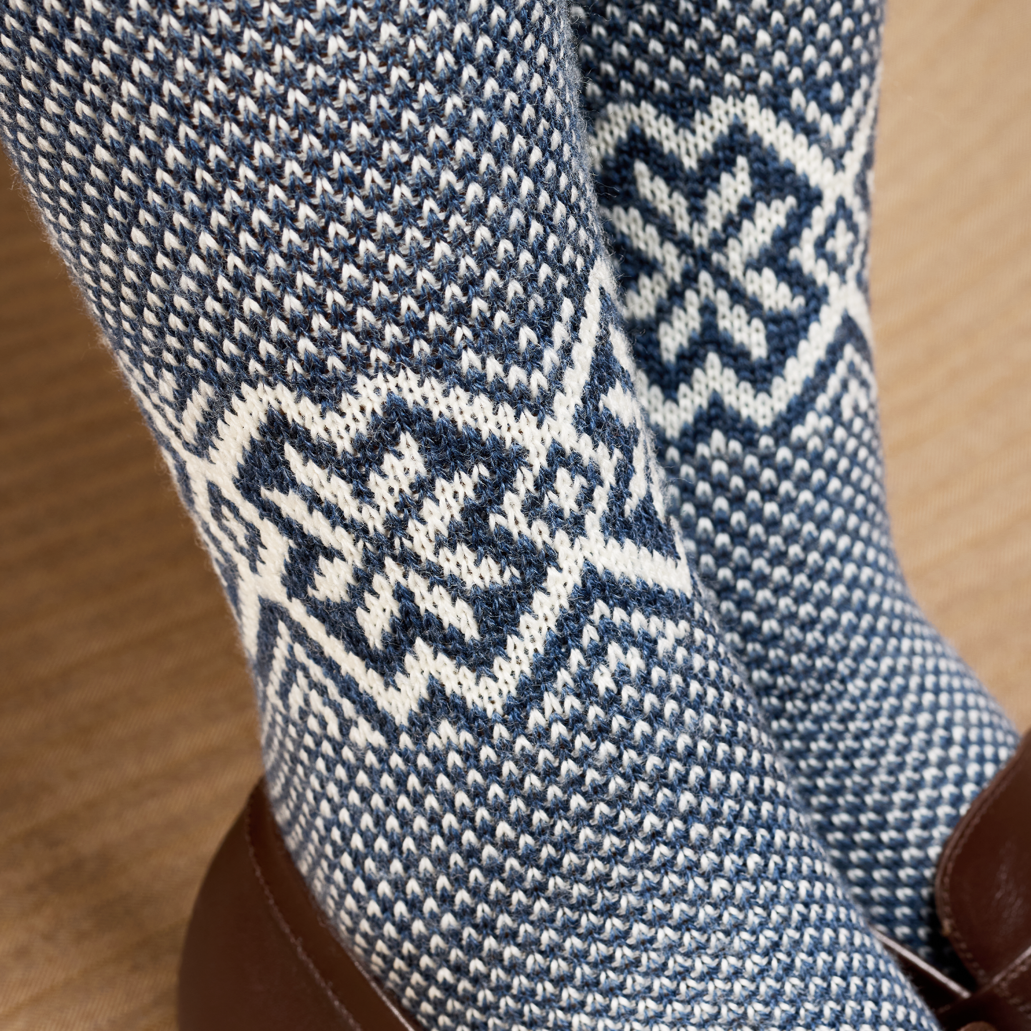 Marine & Beige - Norwegermuster Bison-Serie - Wolle