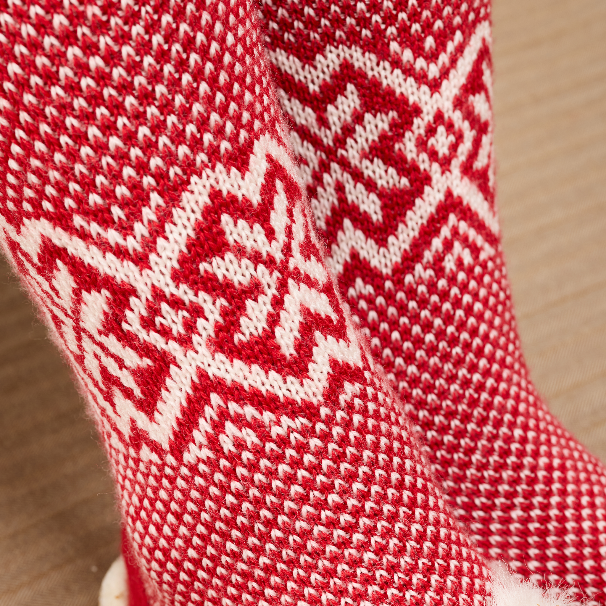 Rot & Creme - Norwegermuster Bison-Serie - Wolle