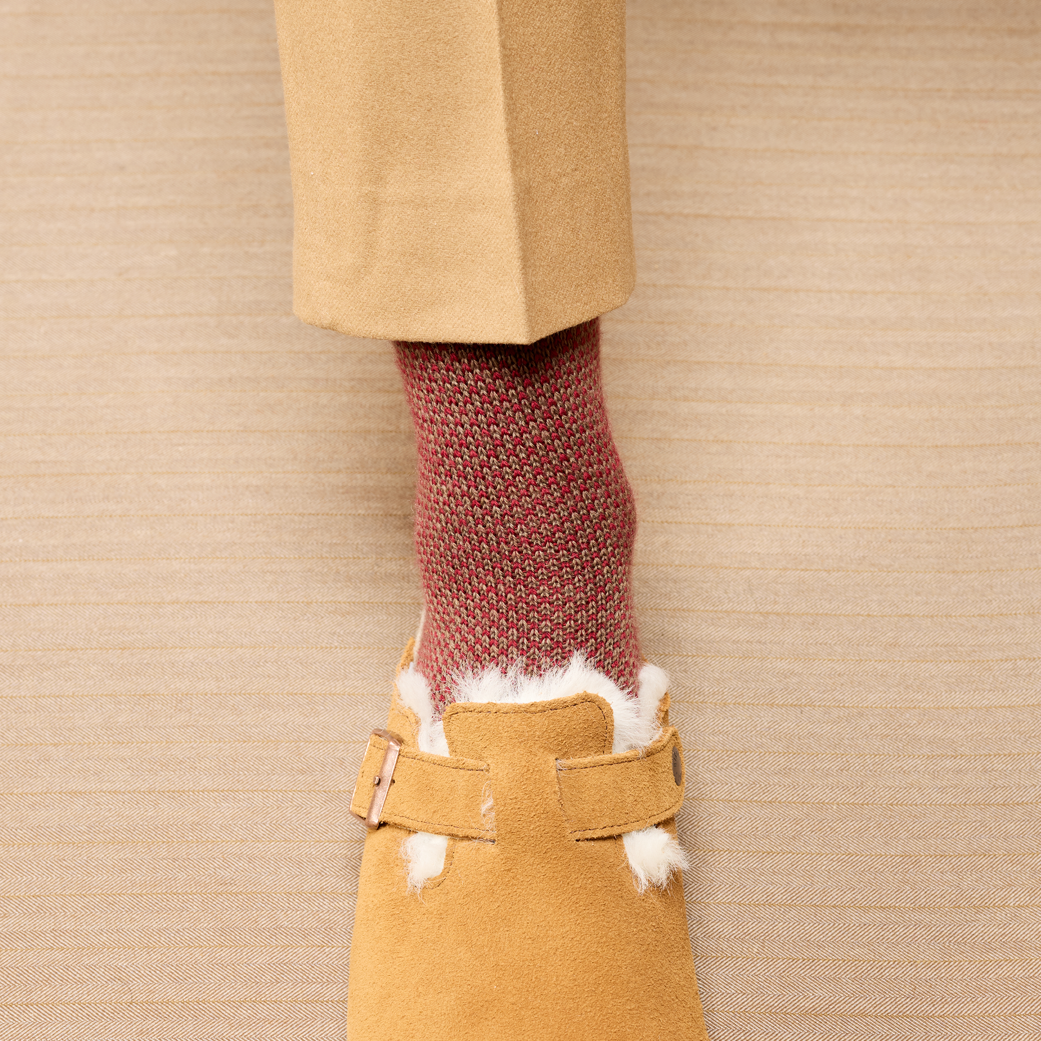 Taupe & Bordeaux - Bison Kaviar-Serie - Wolle