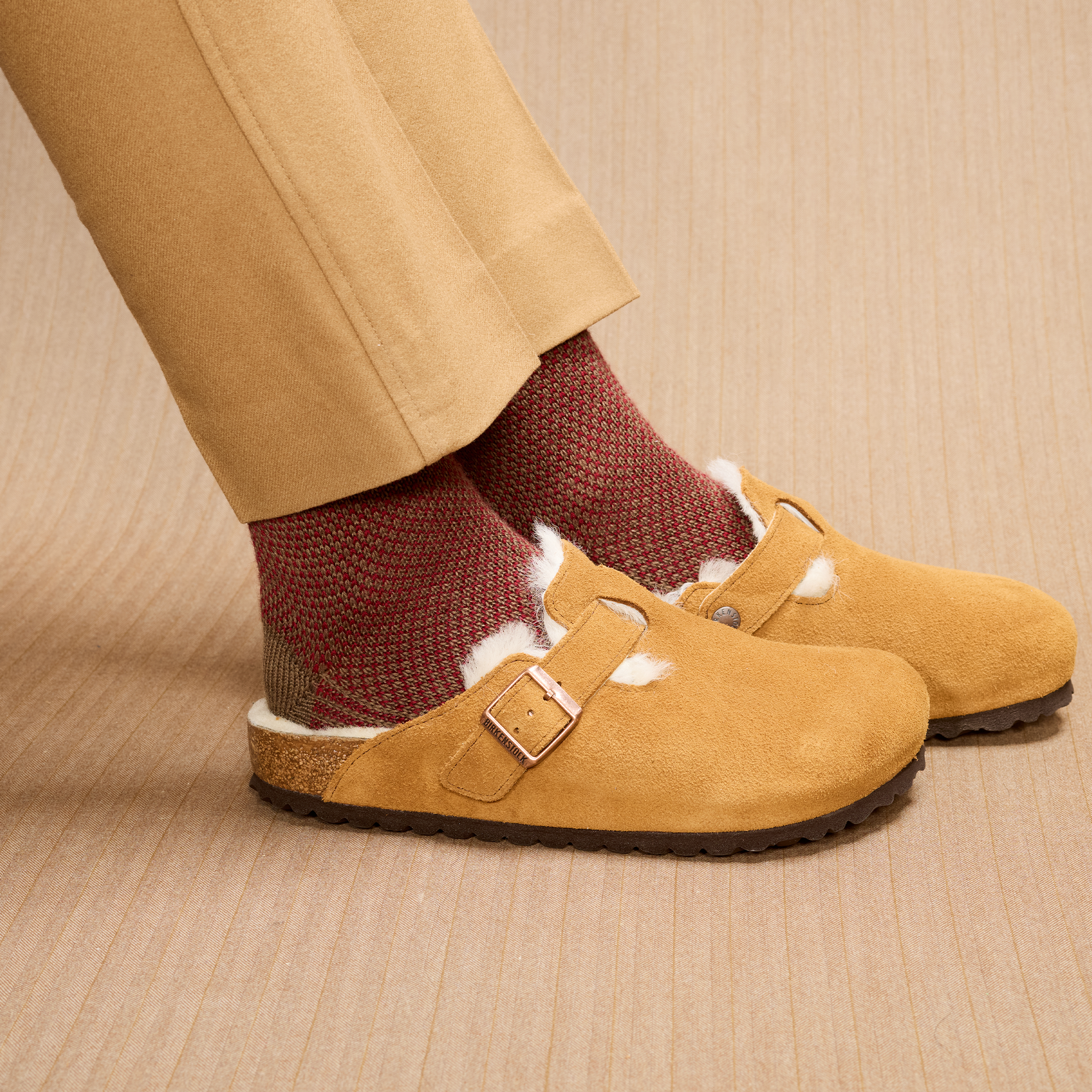 Taupe & Bordeaux - Bison Kaviar-Serie - Wolle