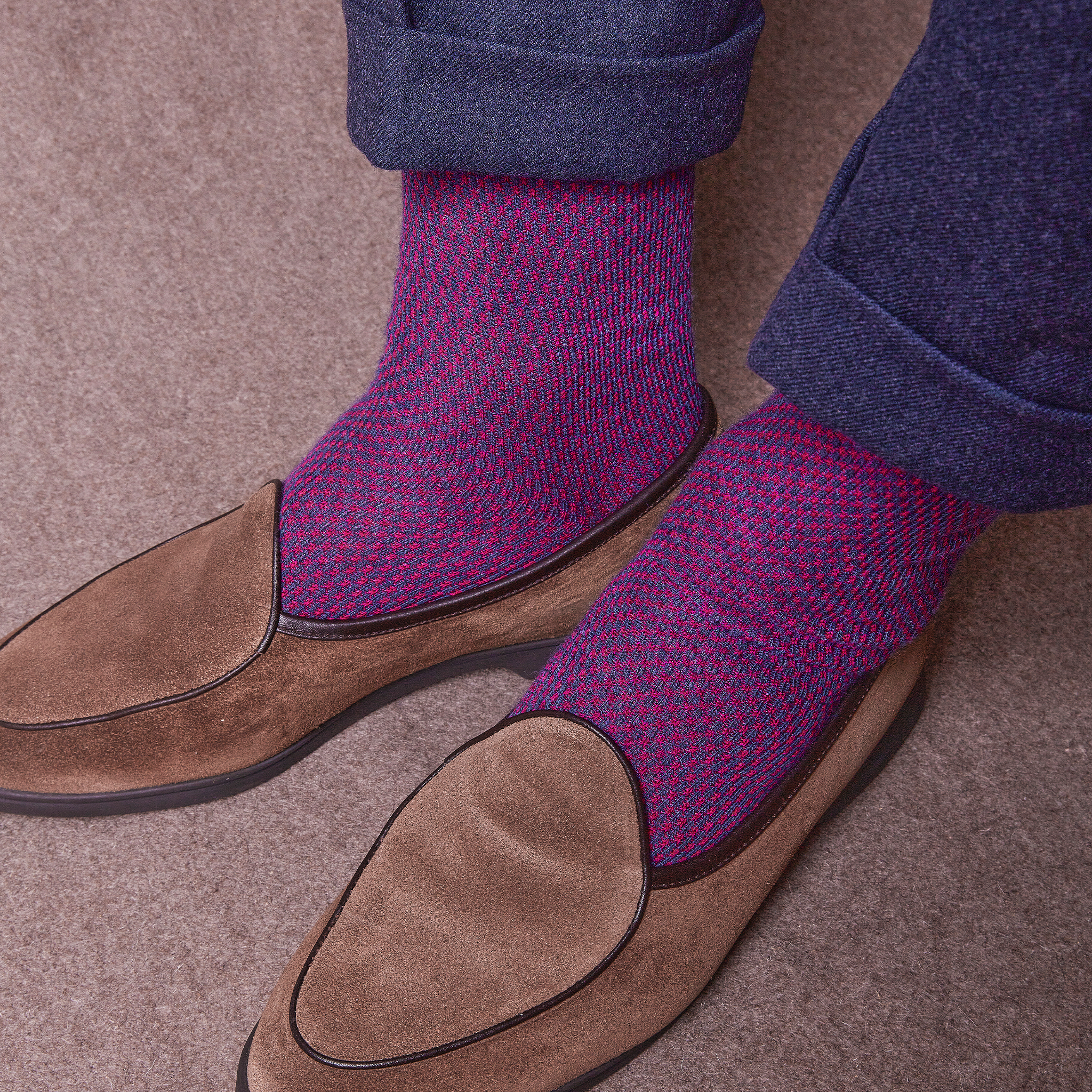 Blau & Fuchsia - Kaviar - Superfeste Wolle & Baumwolle
