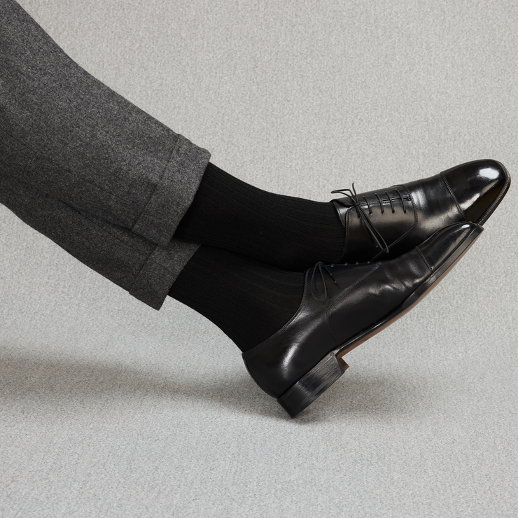 Plain black high socks - Super-durable Wool