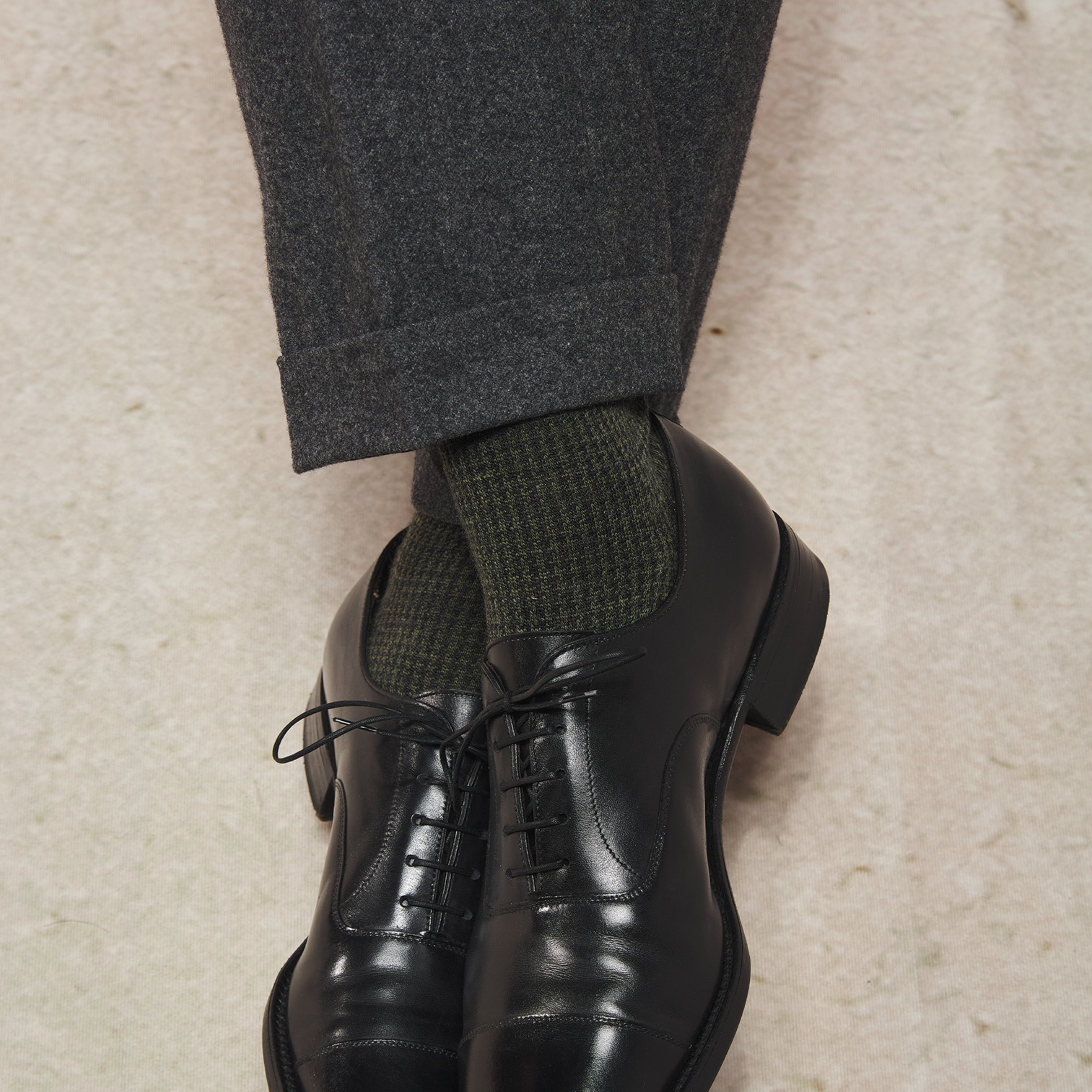 Grau & Khaki - Hahnentritt - Super-Solid Wolle - Mazarin X Scavini