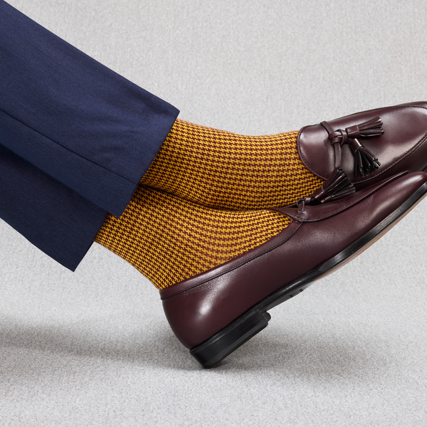 Moutarde & Bordeaux - Pied-de-poule - Super-solide Laine