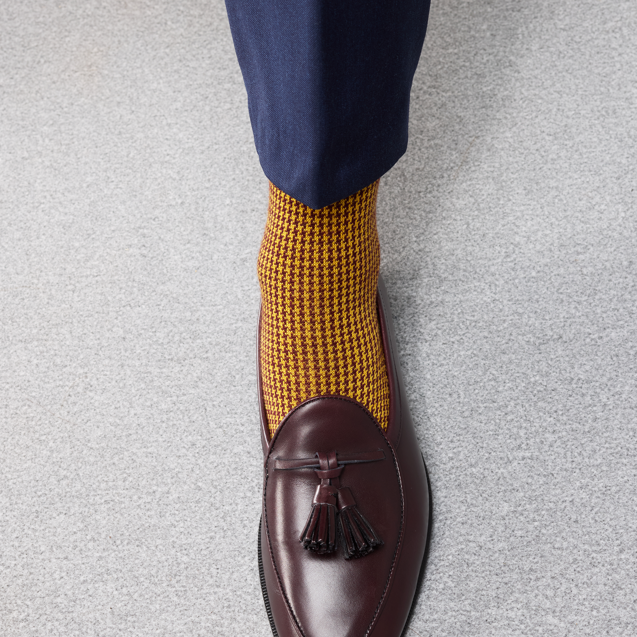 Senf & Bordeaux - Hahnentritt - Super-Solid Wolle