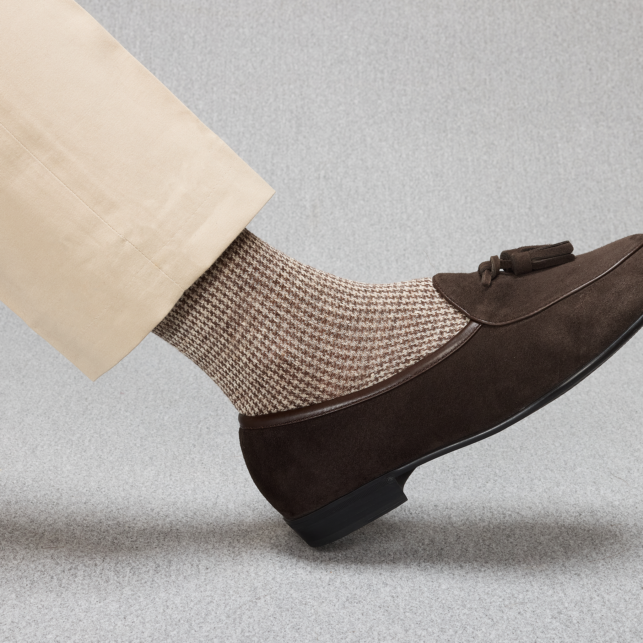 Marrón & Beige – Pata de gallo – Lino – Mazarin X Scavini