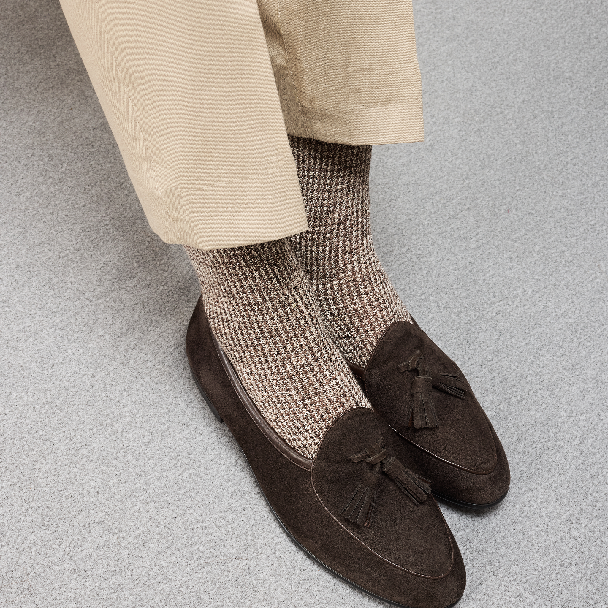 Marrón & Beige – Pata de gallo – Lino – Mazarin X Scavini