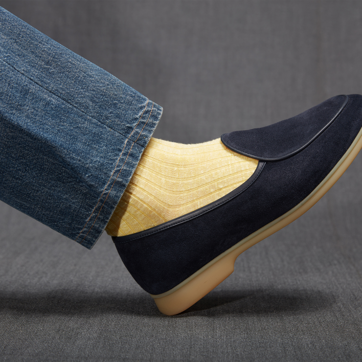 High yellow socks in reinforced linen