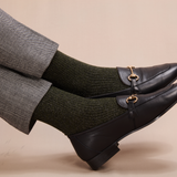 Khaki Green & Black - Silver - Cotton