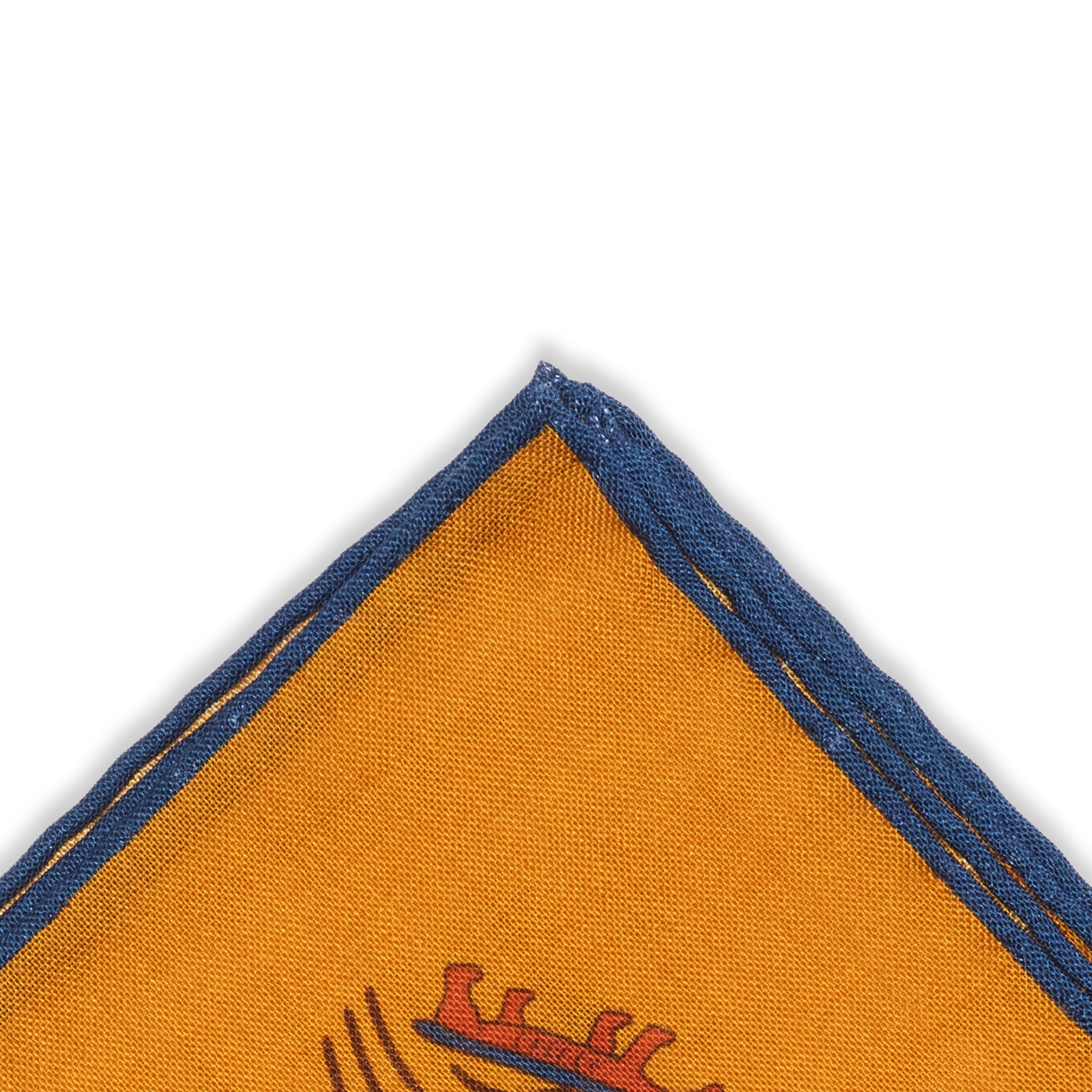 Einstecktuch Ocker & Blau - Antikes-Ägypten-Motiv - Wolle & Seide