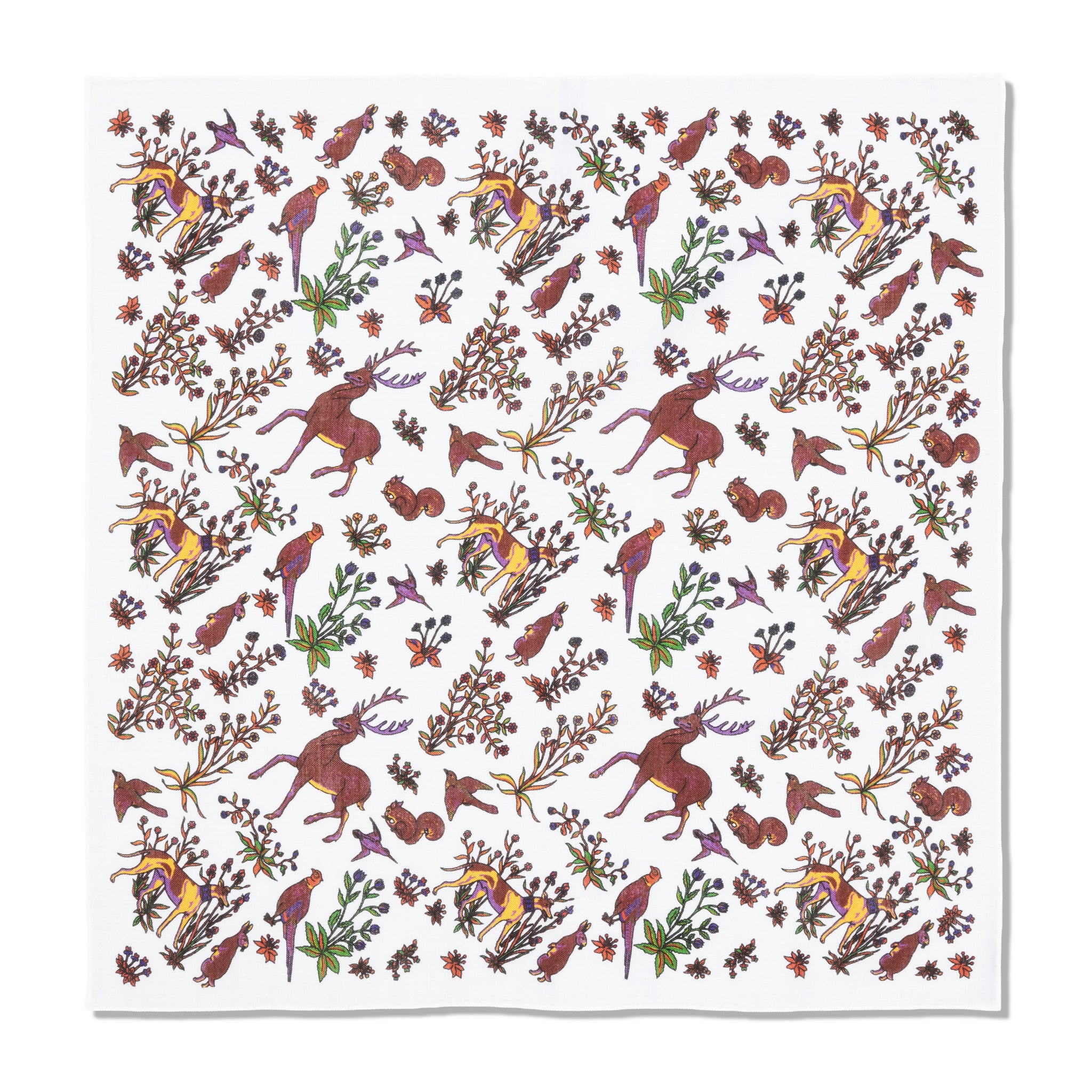Pochette beige et bordeaux - Motif Animaux - Laine & Soie
