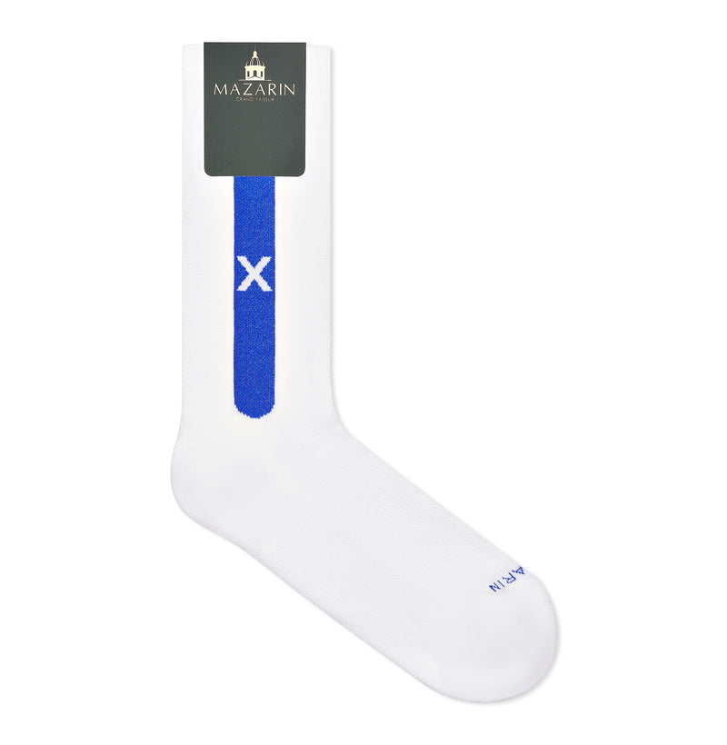 Individual monogrammed sock - White & Royal Blue