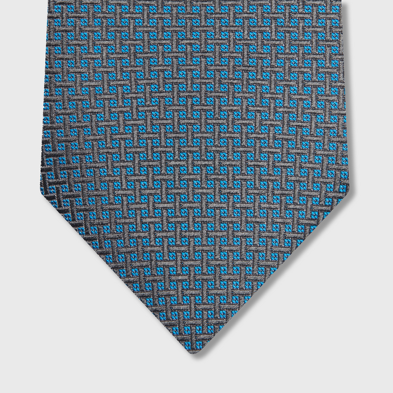 Tie with sky blue and gray printed pattern - Silk