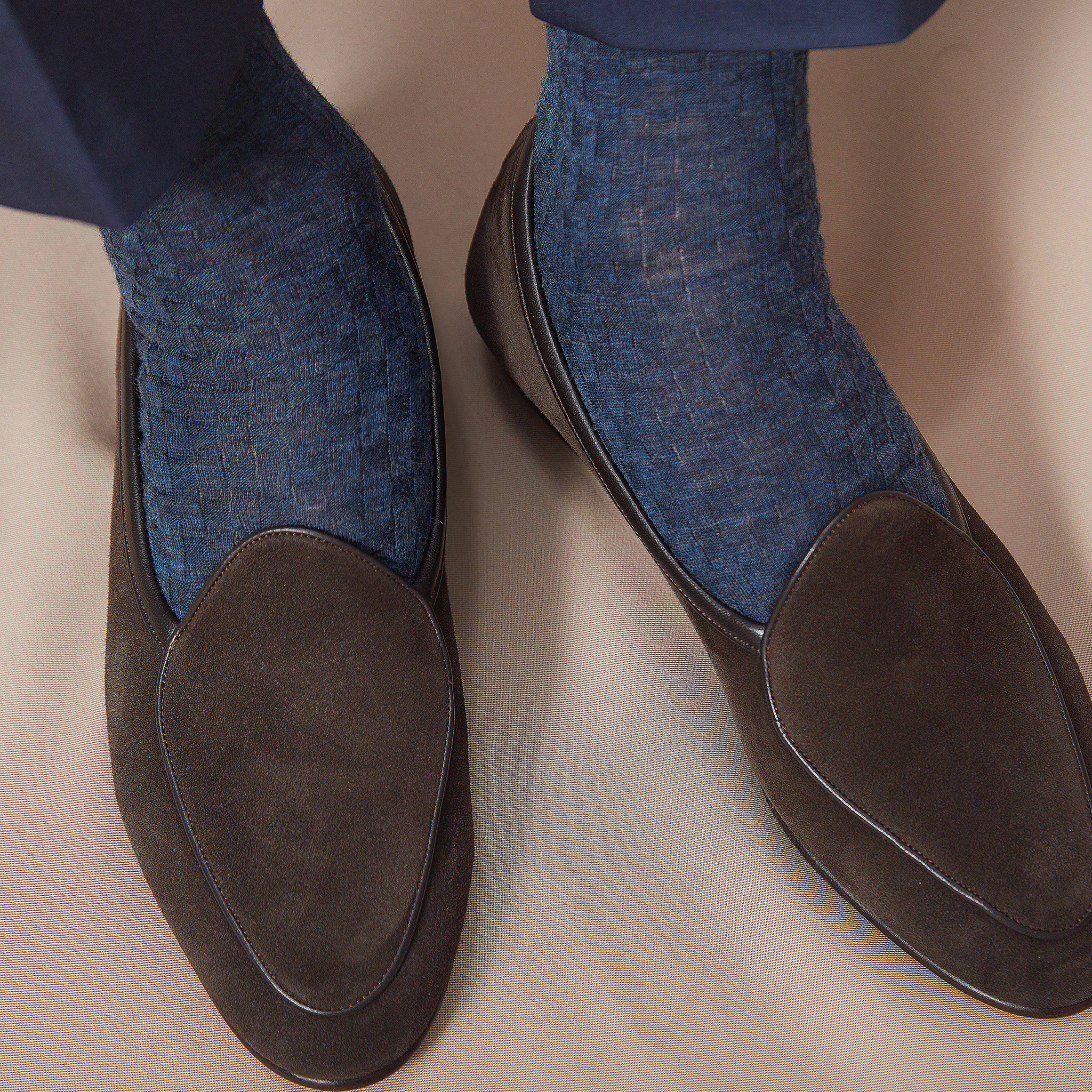 Blau denim - Natté - Wolle