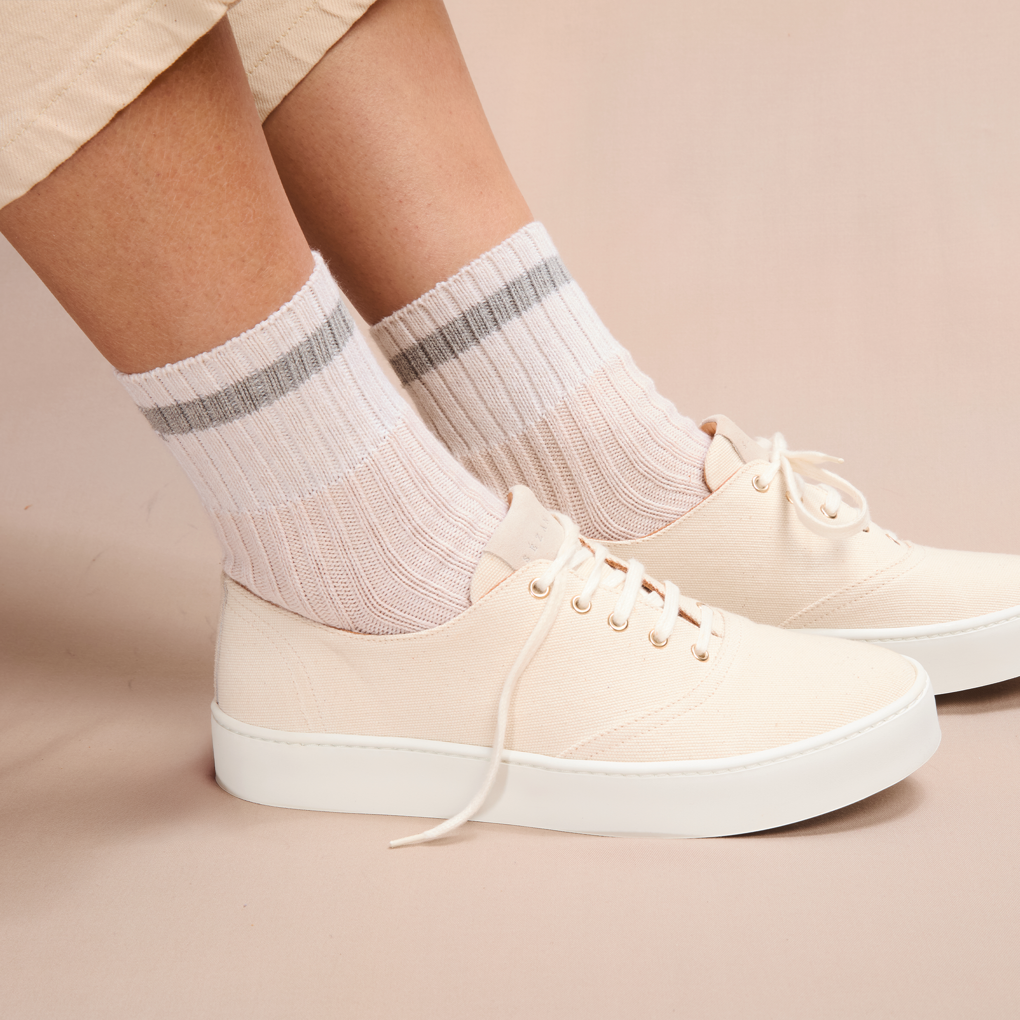 Beige & Grau - Streifen - Baumwolle