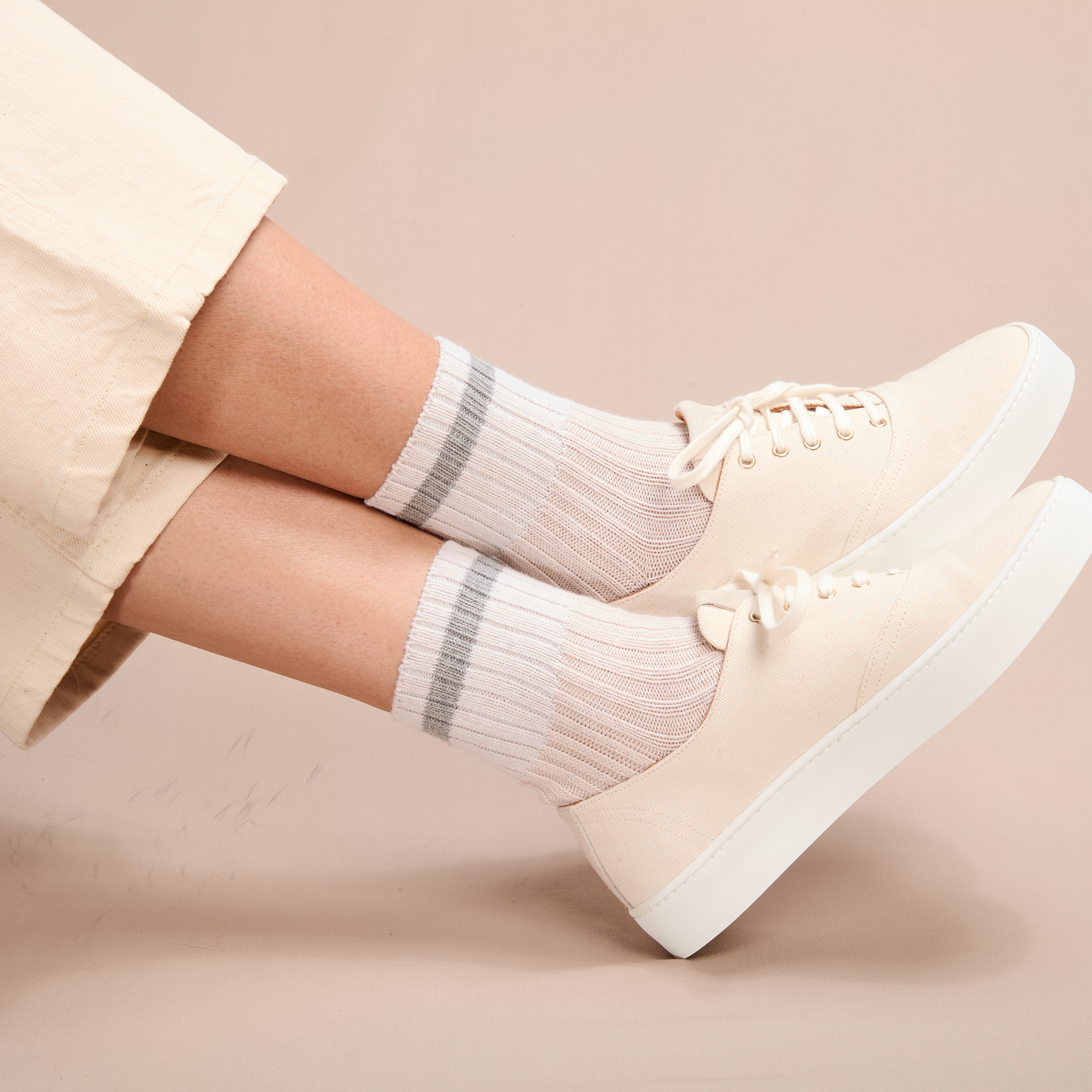 Beige & Gris & Blanc - Bandes - Coton