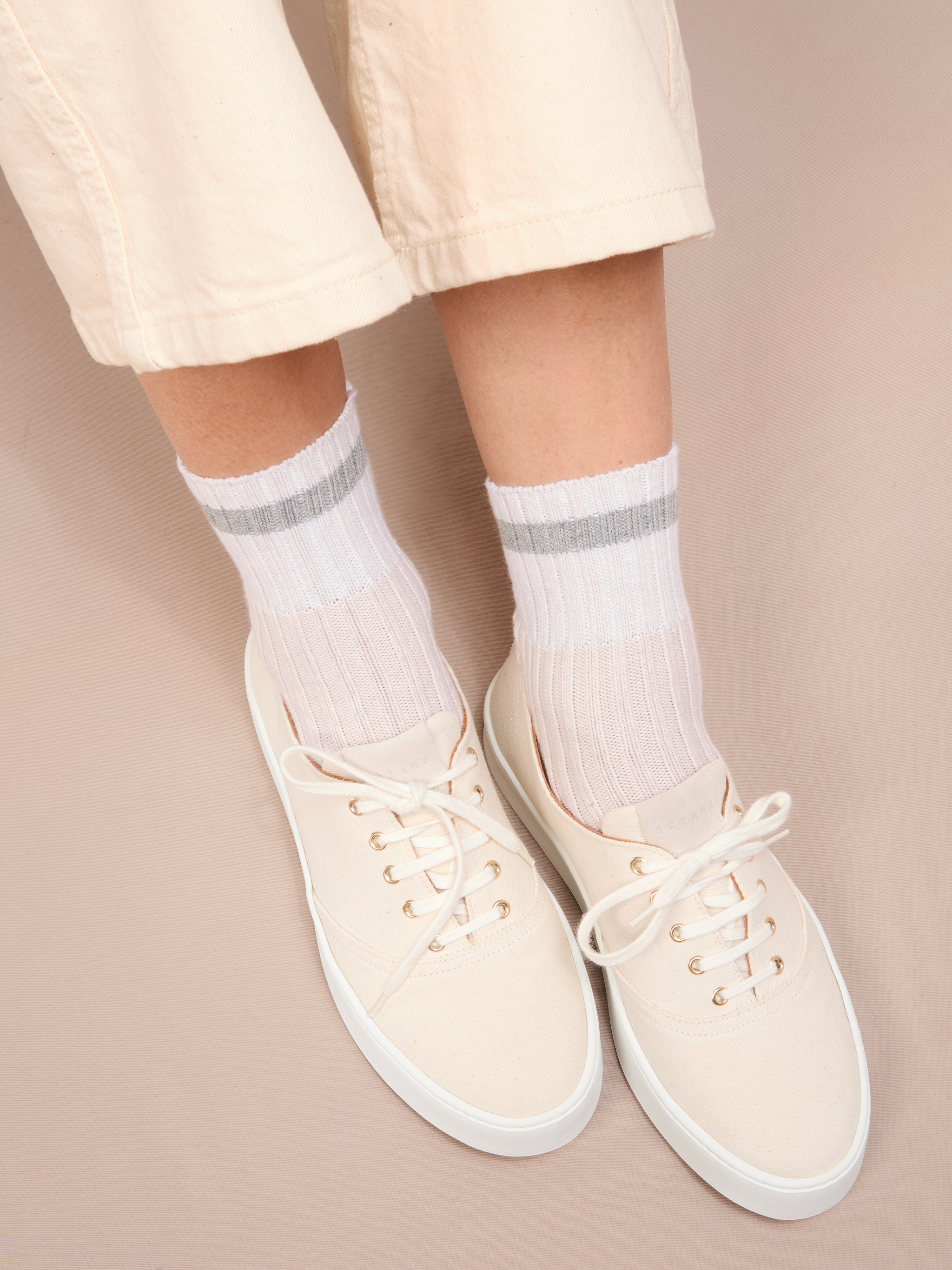 Beige & Grau - Streifen - Baumwolle