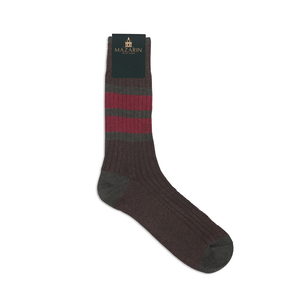 茶綿ソックス・緑と赤のストライプ - ヴィンテージ – Mes Chaussettes