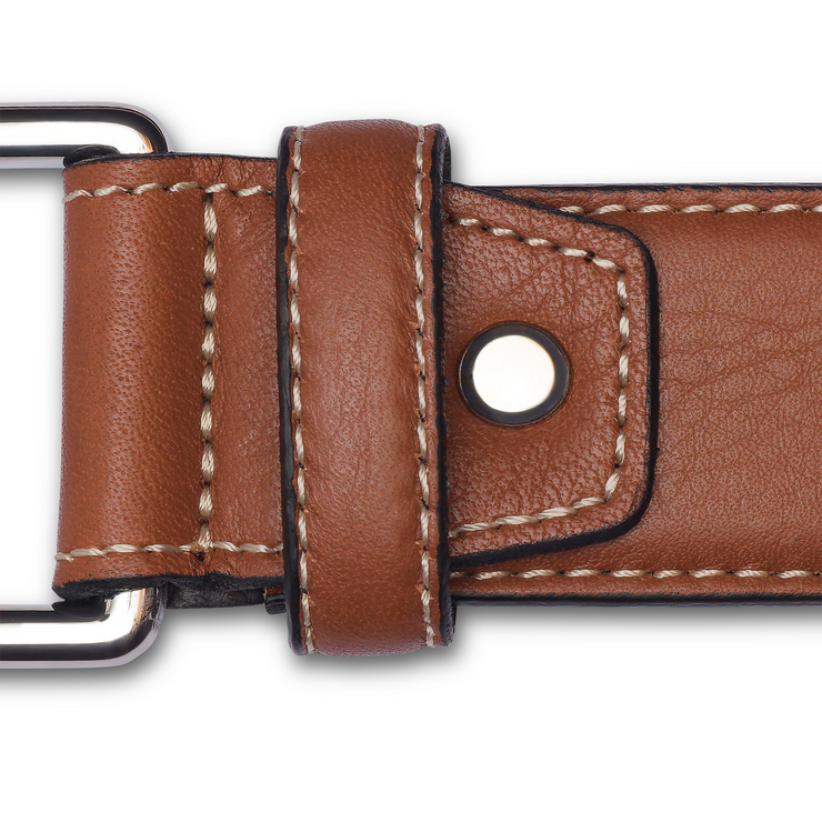Ceinture en cuir cognac Boucle étrivière Cuir de veau – Mes