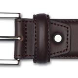 Marron foncé - Boucle argentée - Cuir de veau