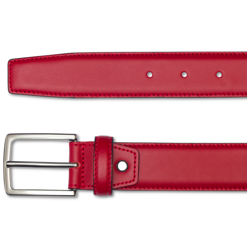 Red - Silver Bouckle - Calf Leather