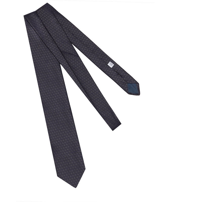 Tie with anthracite and navy printed pattern - Silk